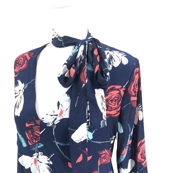 United Colors of Benetton Womens Size Small Floral Printed Bell Sleeve Dress - Picture 5 of 9